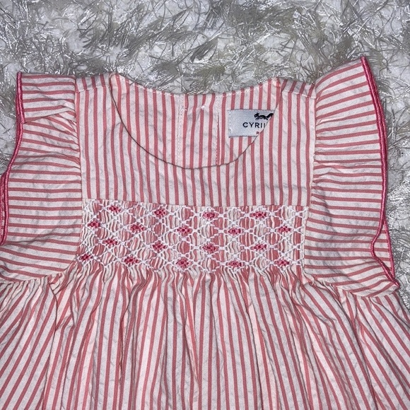 Cyrillus Paris seersucker smocked stripe dress 6m - Picture 2 of 8